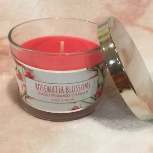 Rosewater Blossoms Hand Poured Candle, 4 oz NWT